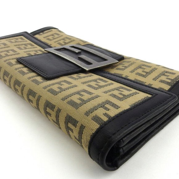 FENDI wallet Zukkino beige canvas �~ leather Authentic used - Picture 4 of 9
